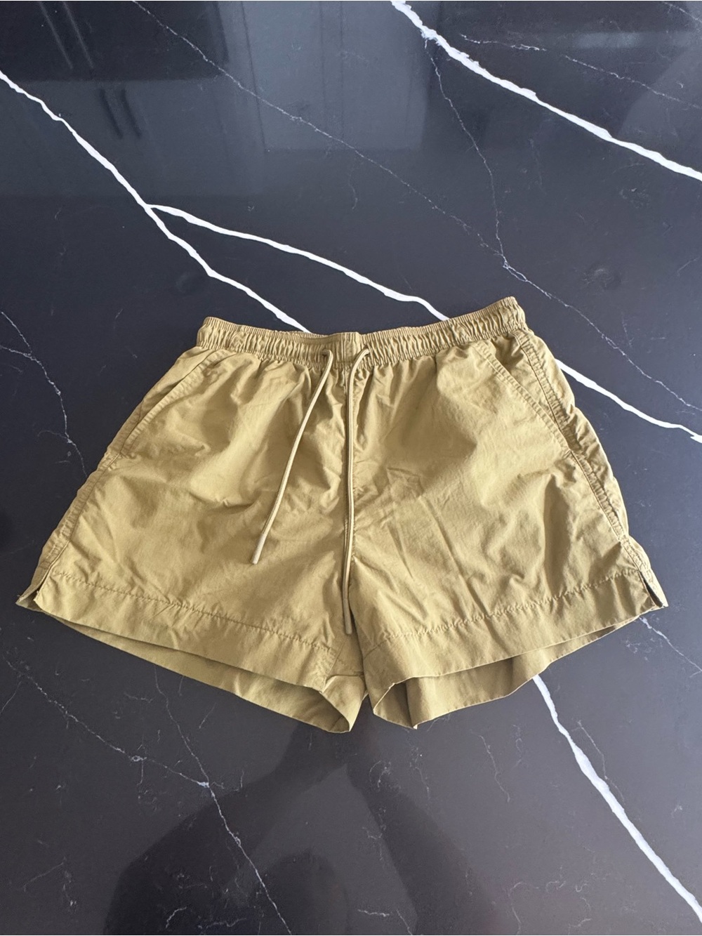Men's Olive Drawstring Athletic Swim Shorts